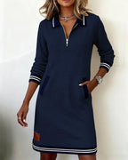 Abito Polo Midi Da Donna Con Mezza Zip E Tasche, immagine 7