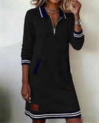 Abito Polo Midi Da Donna Con Mezza Zip E Tasche, immagine 8