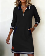 Abito Polo Midi Da Donna Con Mezza Zip E Tasche, immagine 9