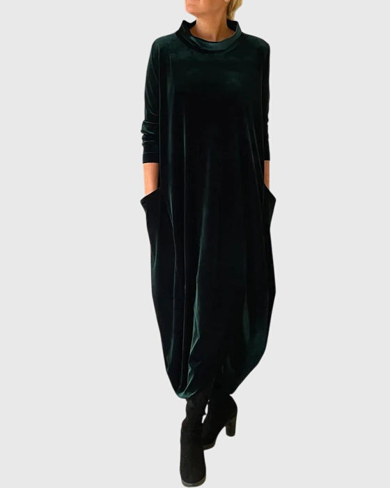 Abito Cocoon Da Donna Con Collo Alto E Maniche Lunghe, immagine 2