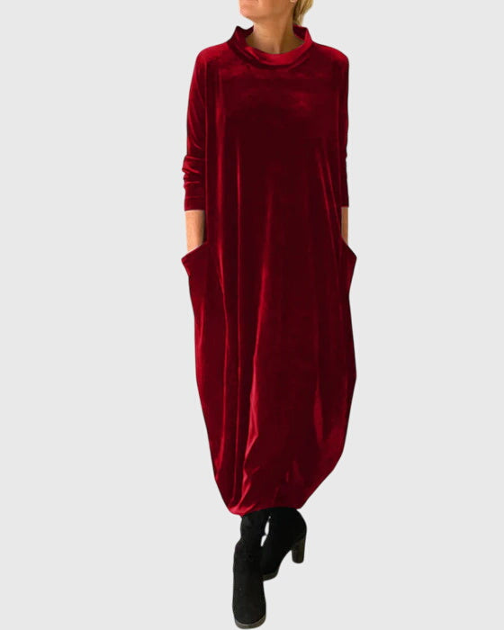 Abito Cocoon Da Donna Con Collo Alto E Maniche Lunghe, immagine 3