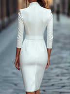 Abito Midi Aderente Da Donna Con Scollo A V E Cintura, immagine 9