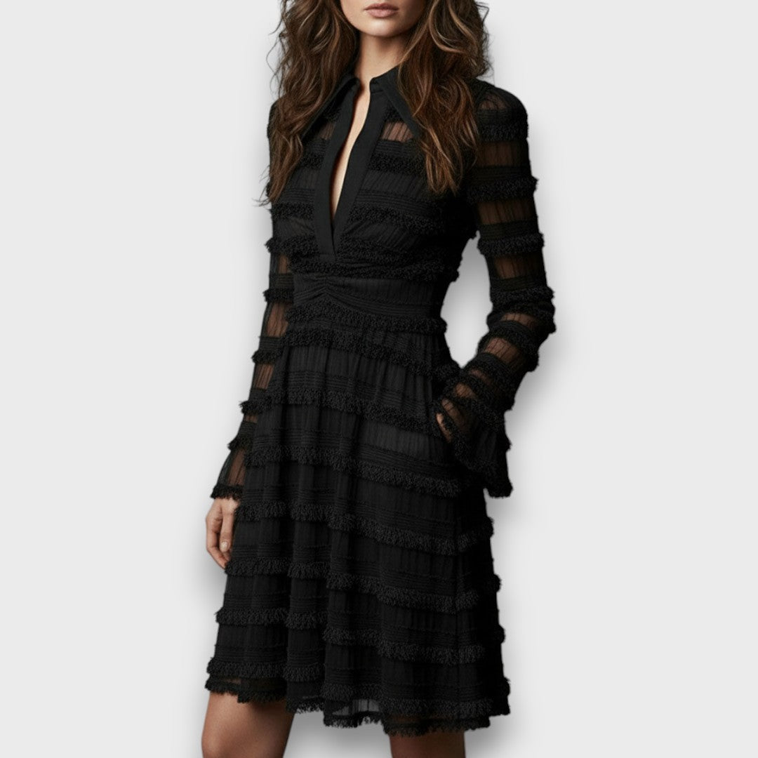 Maniche Lunghe Vestito Donna | Scollo a V & Silhouette Svasata