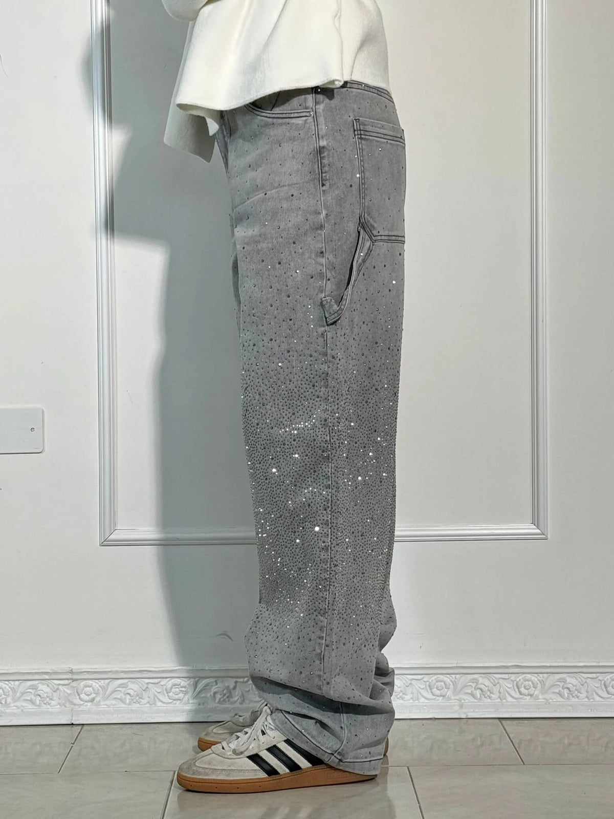 Jeans Balloon Da Donna A Gamba Larga Con Dettagli Brillanti, immagine 13