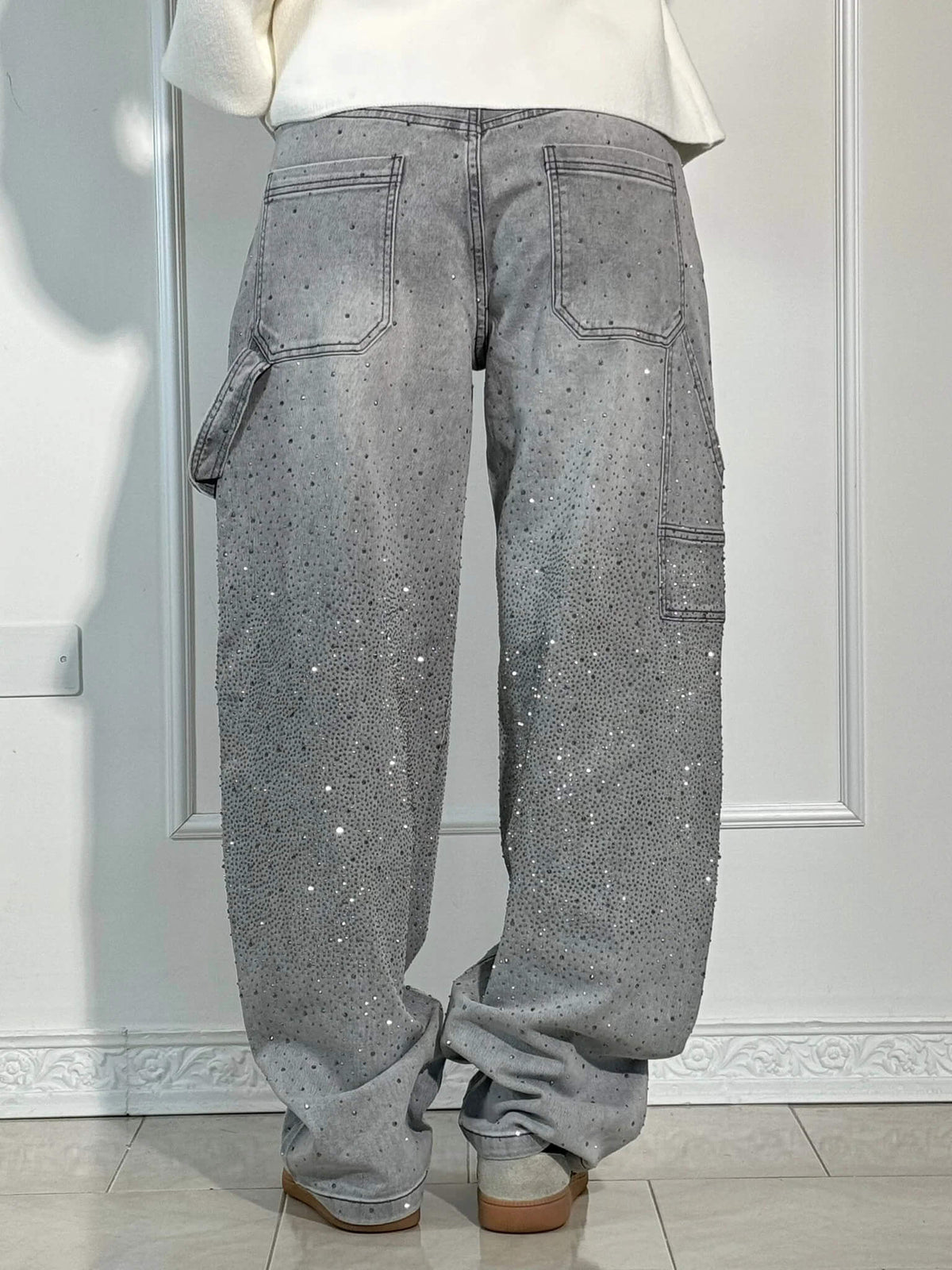 Jeans Balloon Da Donna A Gamba Larga Con Dettagli Brillanti, immagine 12