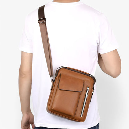 Borsa A Tracolla Marrone Multiscomparto Uomo — Mantova, immagine 3