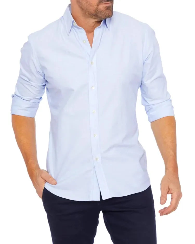 Camicia Classica Da Uomo A Maniche Lunghe Con Bottoni, immagine 2