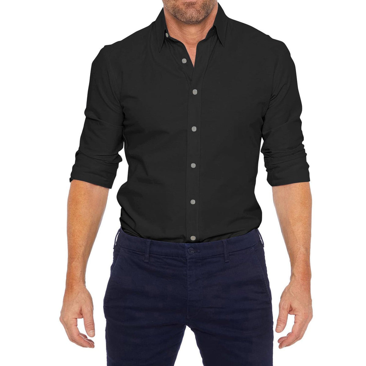 Camicia Classica Da Uomo A Maniche Lunghe Con Bottoni, immagine 8