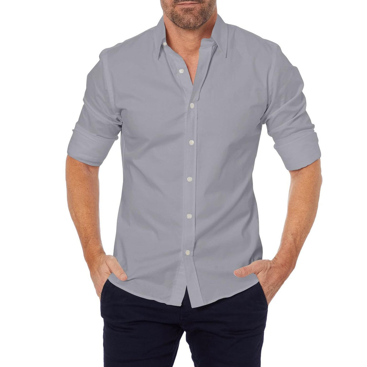 Camicia Classica Da Uomo A Maniche Lunghe Con Bottoni, immagine 10
