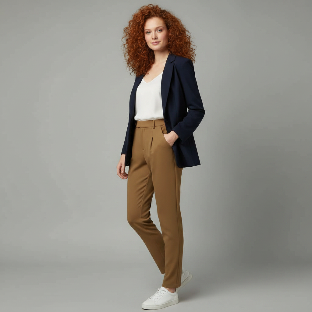 Pantaloni Eleganti Da Donna A Vita Alta Con Gamba Dritta, immagine 2