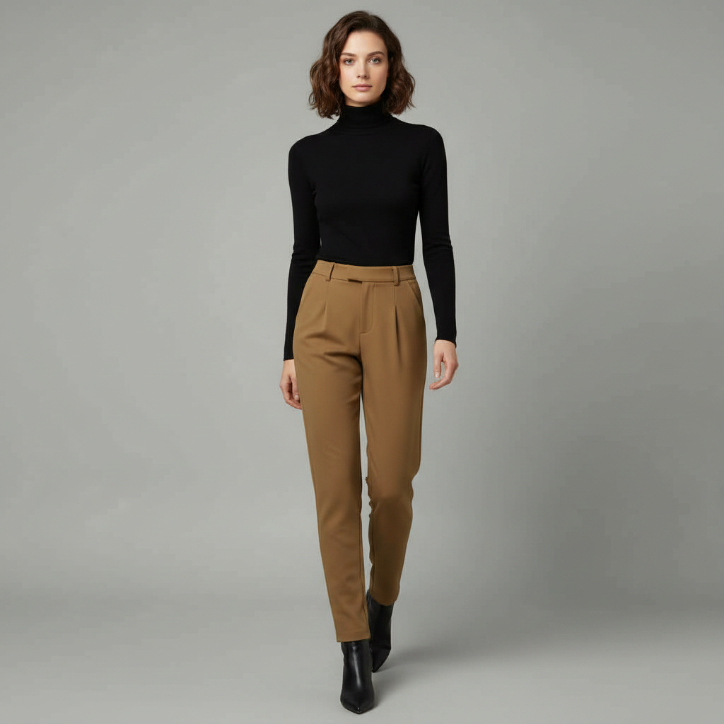 Pantaloni Eleganti Da Donna A Vita Alta Con Gamba Dritta, immagine 1