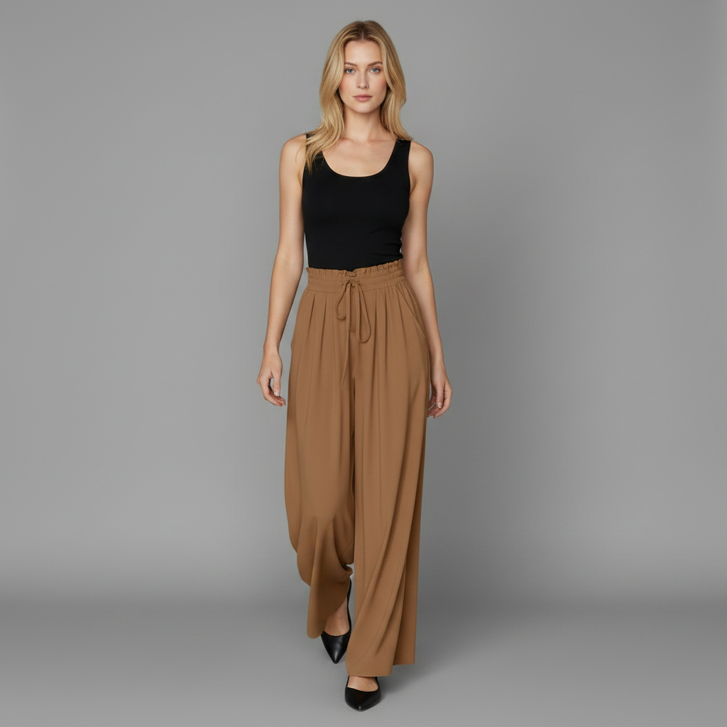 Pantaloni Eleganti Da Donna A Gamba Larga Con Vita Alta, immagine 1
