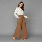 Pantaloni Eleganti Da Donna A Gamba Larga Con Vita Alta, immagine 4