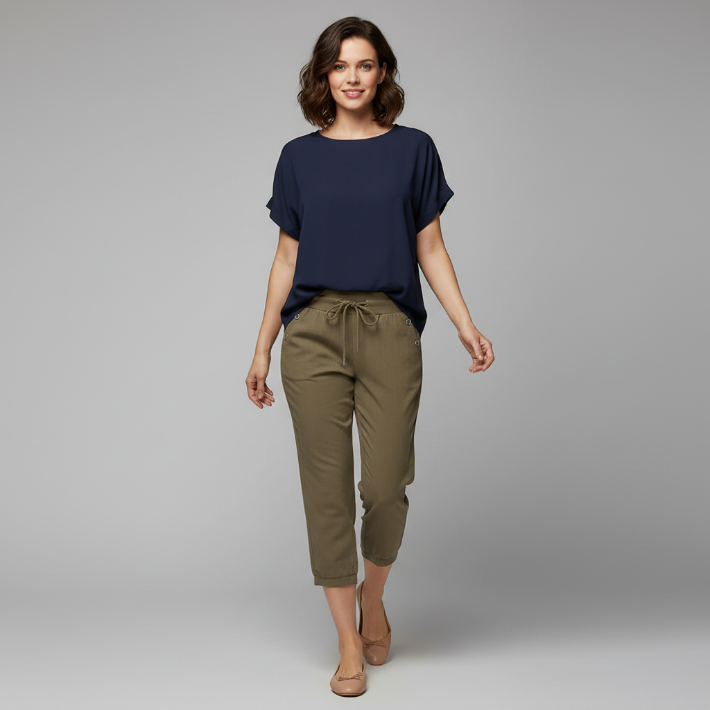 Pantaloni Cargo Casual Da Donna Con Coulisse E Tasche, immagine 1