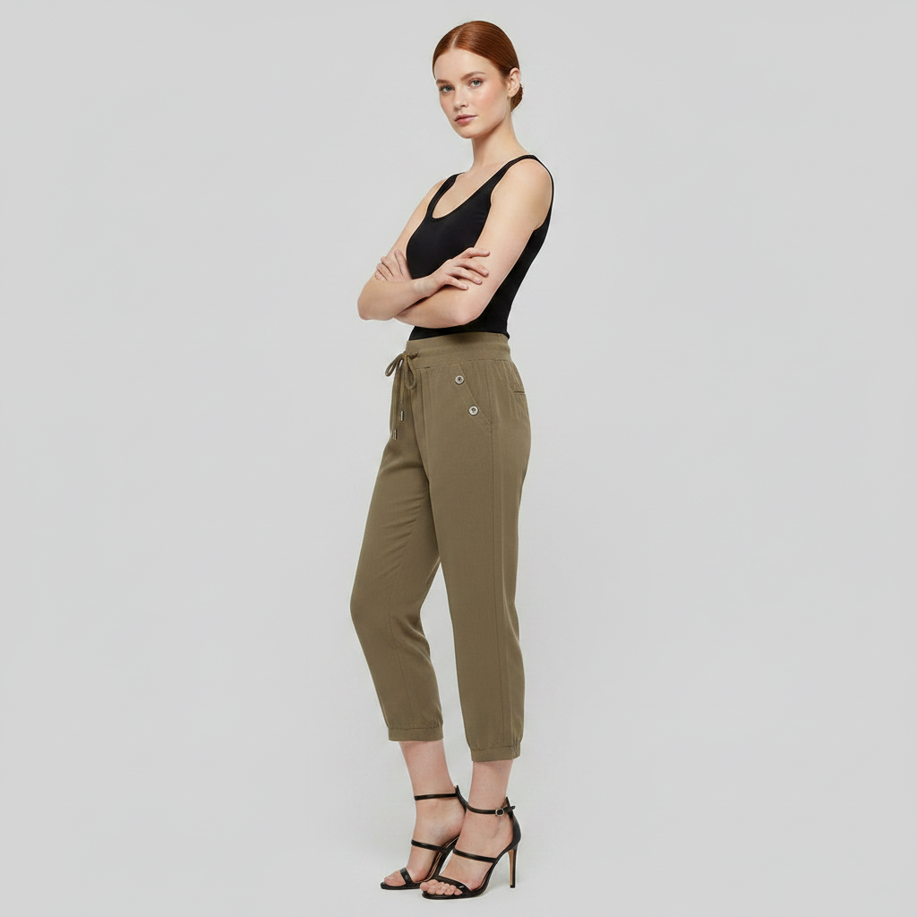 Pantaloni Cargo Casual Da Donna Con Coulisse E Tasche, immagine 2