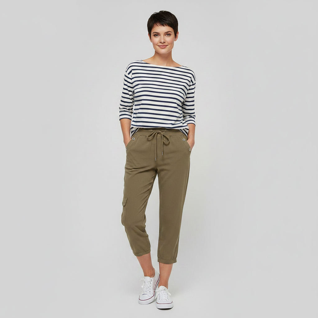 Pantaloni Cargo Casual Da Donna Con Coulisse E Tasche, immagine 4