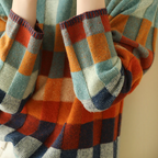 Pullover Donna | Collo Alto con Fantasia a Quadri & Comfort