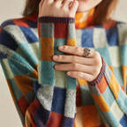 Pullover Donna | Collo Alto con Fantasia a Quadri & Comfort