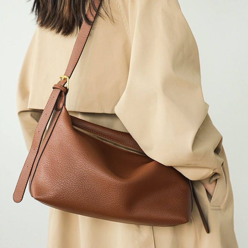 Borsa A Tracolla Marrone Ampia Donna — Ambra, immagine 8