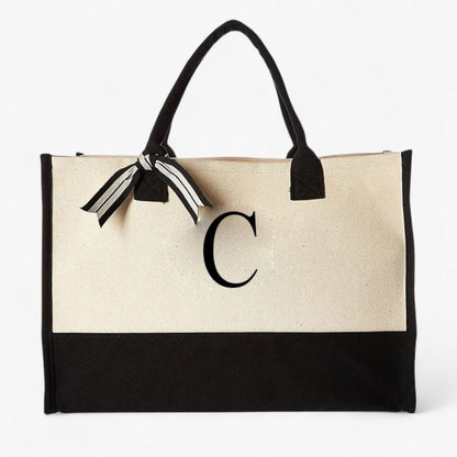 Borsa Tote Personalizzabile Beige E Nera Donna — Iniziale, immagine 10