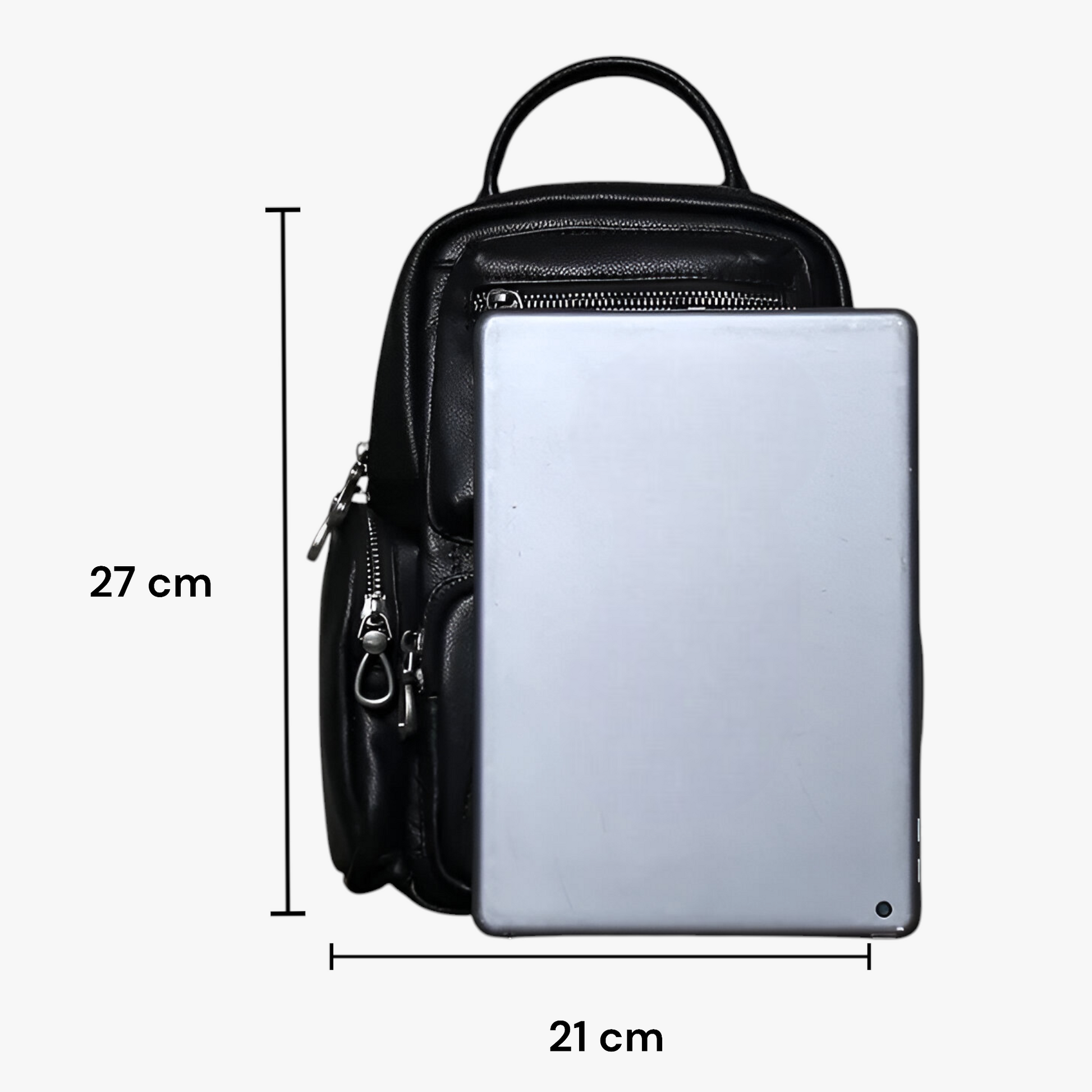 Zaino Borsa 2 In 1 Nero Multitasche Donna — Lucca, immagine 11