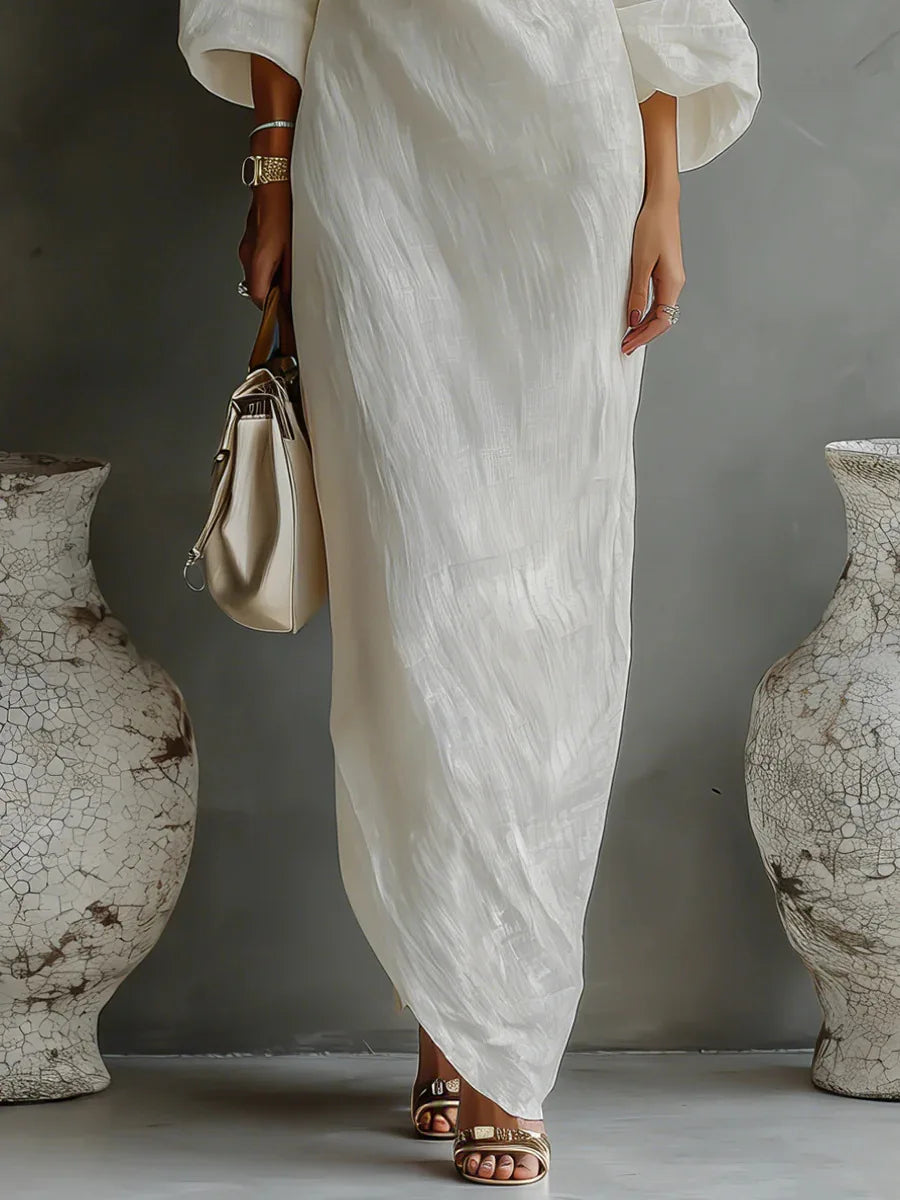 Abito Lungo Asimmetrico Da Donna Monospalla Con Tasche, immagine 4