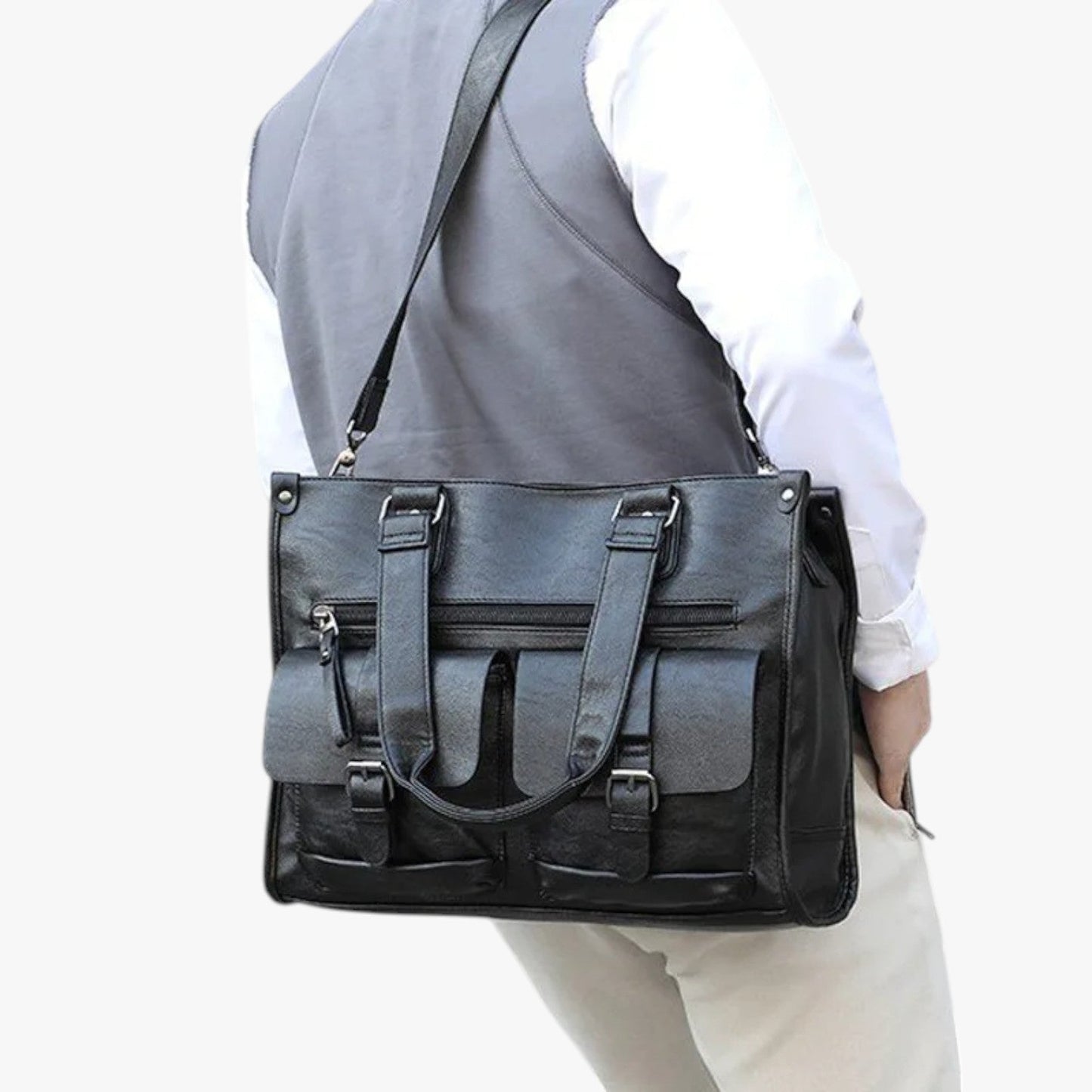 Borsa Monospalla Nera Multitasche Donna — Siena, immagine 5