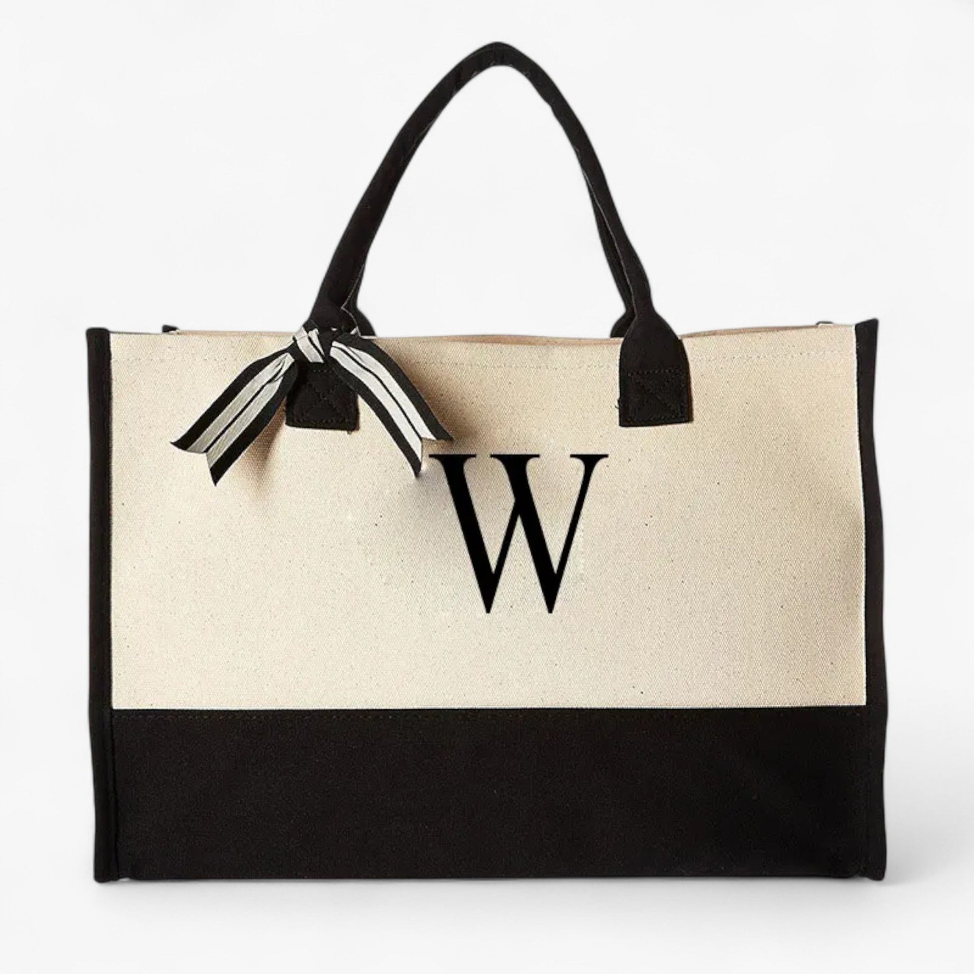 Borsa Tote Personalizzabile Beige E Nera Donna — Iniziale, immagine 19
