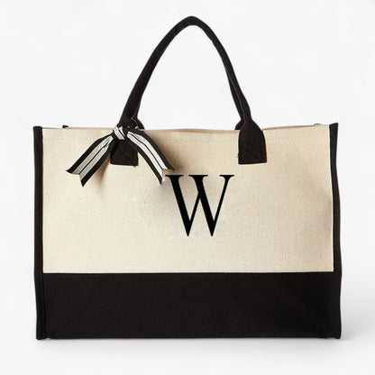 Borsa Tote Personalizzabile Beige E Nera Donna — Iniziale, immagine 19