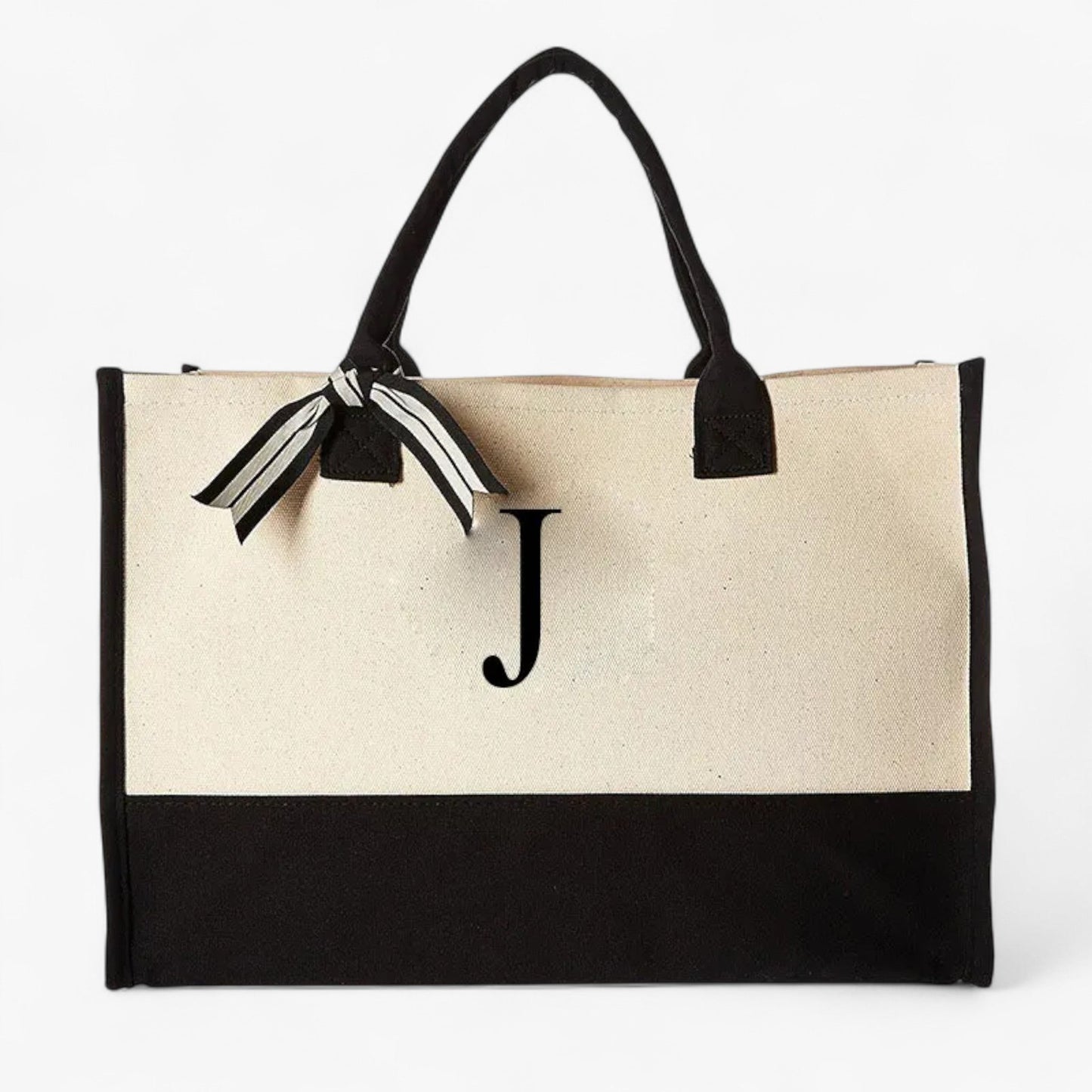 Borsa Tote Personalizzabile Beige E Nera Donna — Iniziale, immagine 18