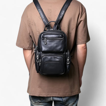 Zaino Borsa 2 In 1 Nero Multitasche Donna — Lucca, immagine 2