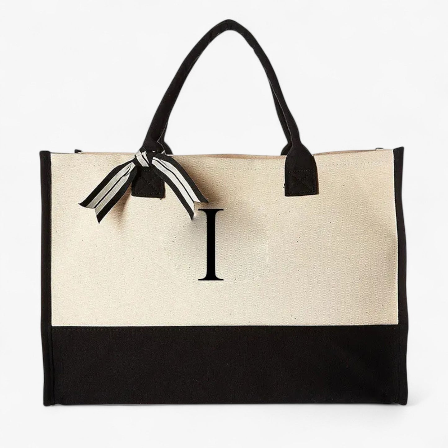 Borsa Tote Personalizzabile Beige E Nera Donna — Iniziale, immagine 1