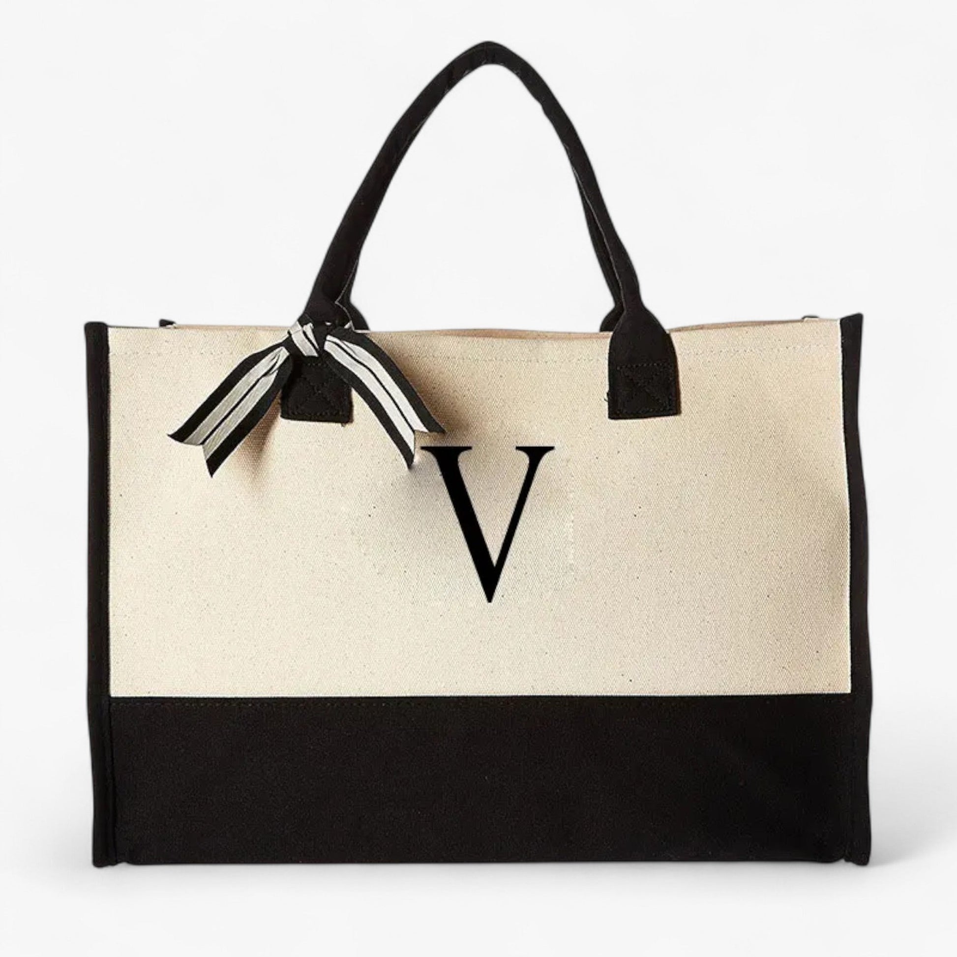 Borsa Tote Personalizzabile Beige E Nera Donna — Iniziale, immagine 20