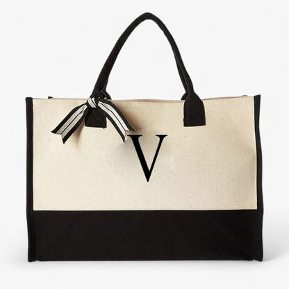 Borsa Tote Personalizzabile Beige E Nera Donna — Iniziale, immagine 20