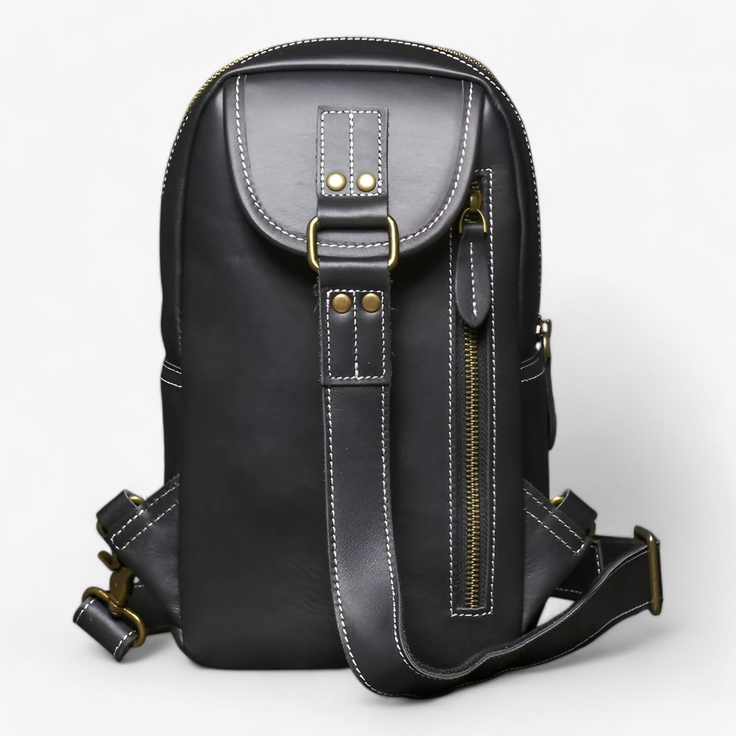 Borsa Monospalla Marrone Multiscomparto Uomo — Matera, immagine 4