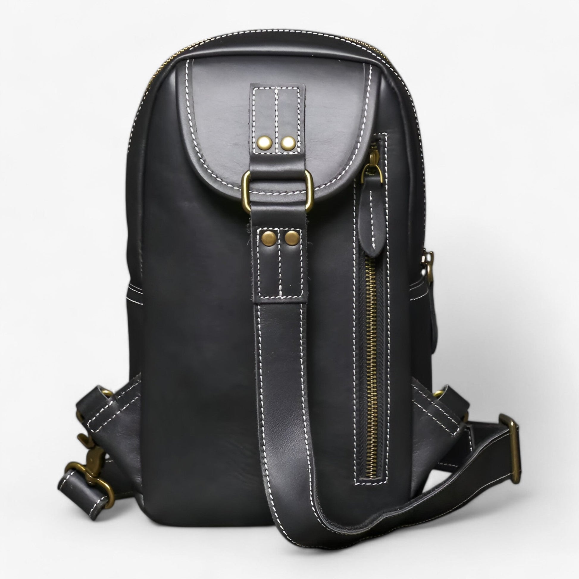Borsa Monospalla Marrone Multiscomparto Uomo — Matera, immagine 4