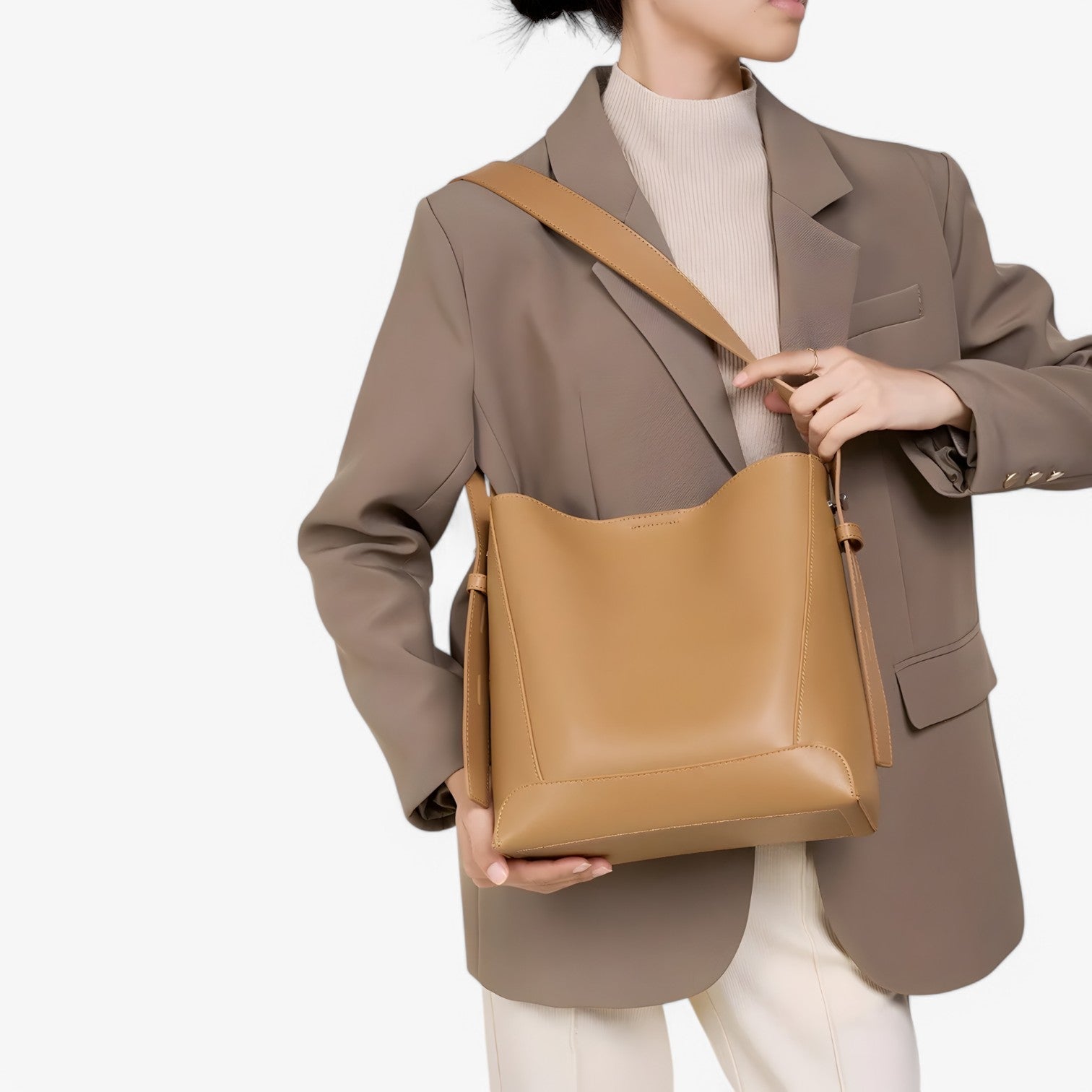 Borsa Tote Marrone Capiente Donna — Amelia, immagine 4