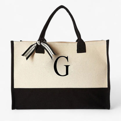 Borsa Tote Personalizzabile Beige E Nera Donna — Iniziale, immagine 6