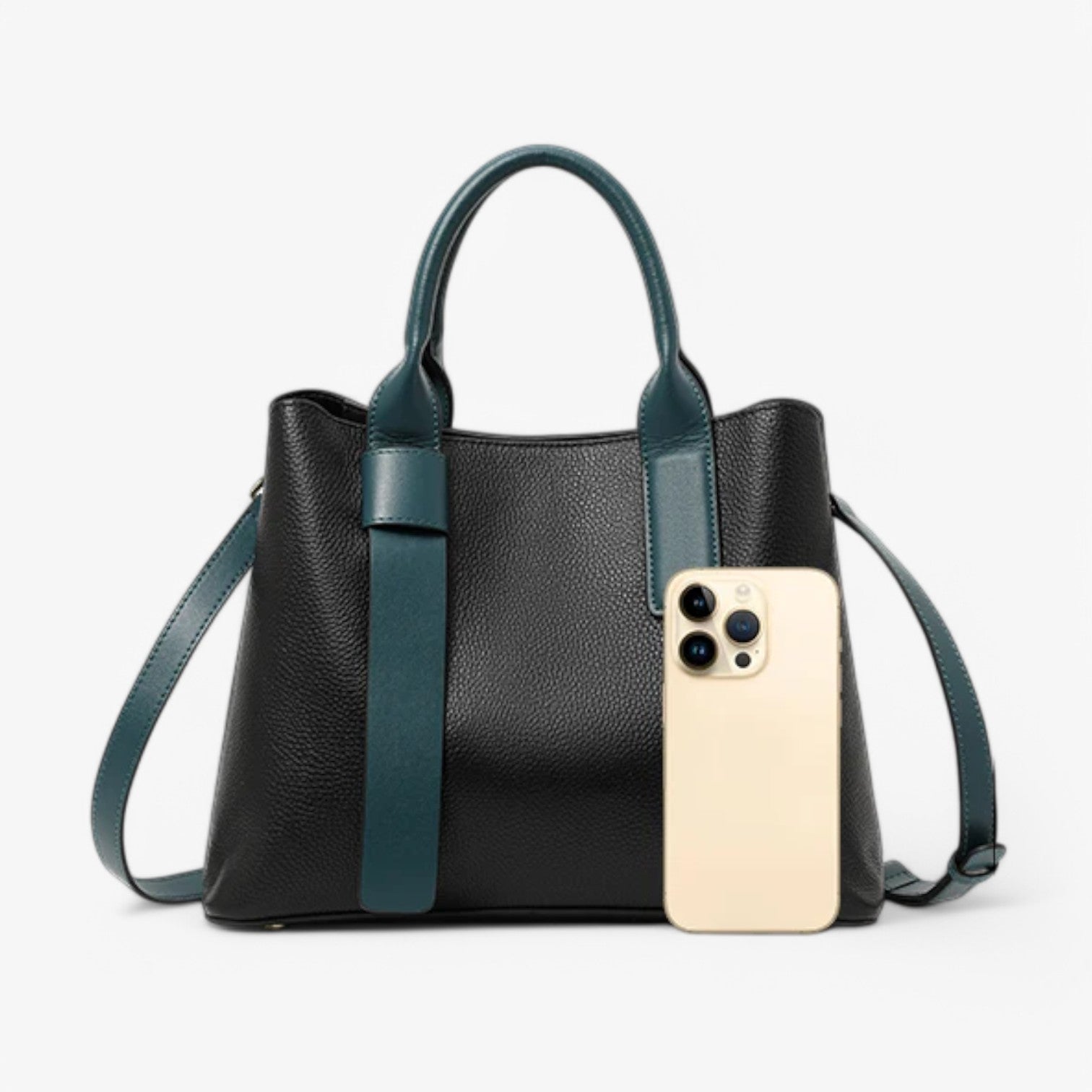 Borsa Tote Nera Bicolore Donna — Bellagio, immagine 3
