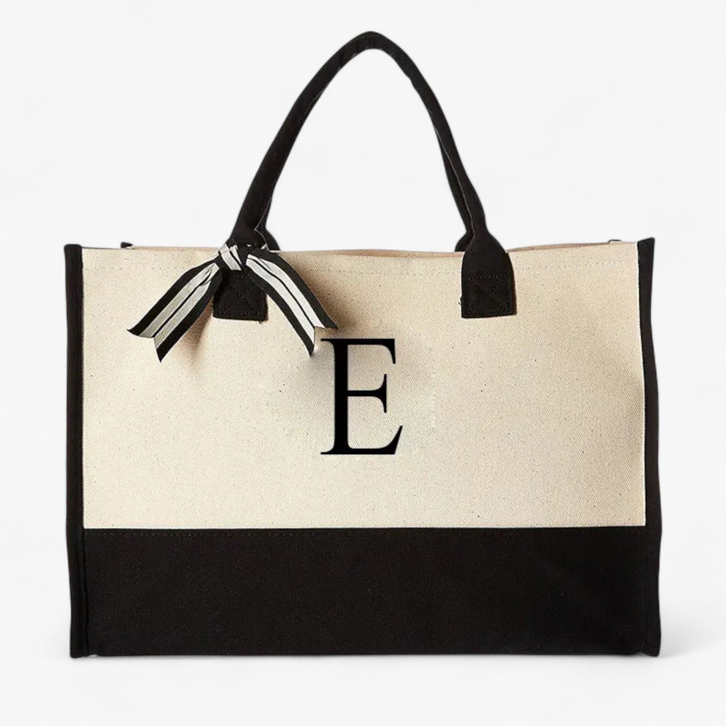 Borsa Tote Personalizzabile Beige E Nera Donna — Iniziale, immagine 8