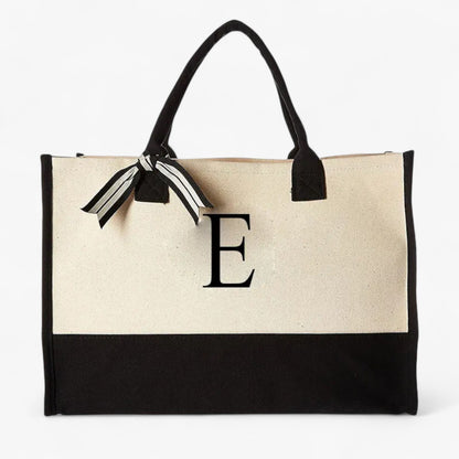 Borsa Tote Personalizzabile Beige E Nera Donna — Iniziale, immagine 8