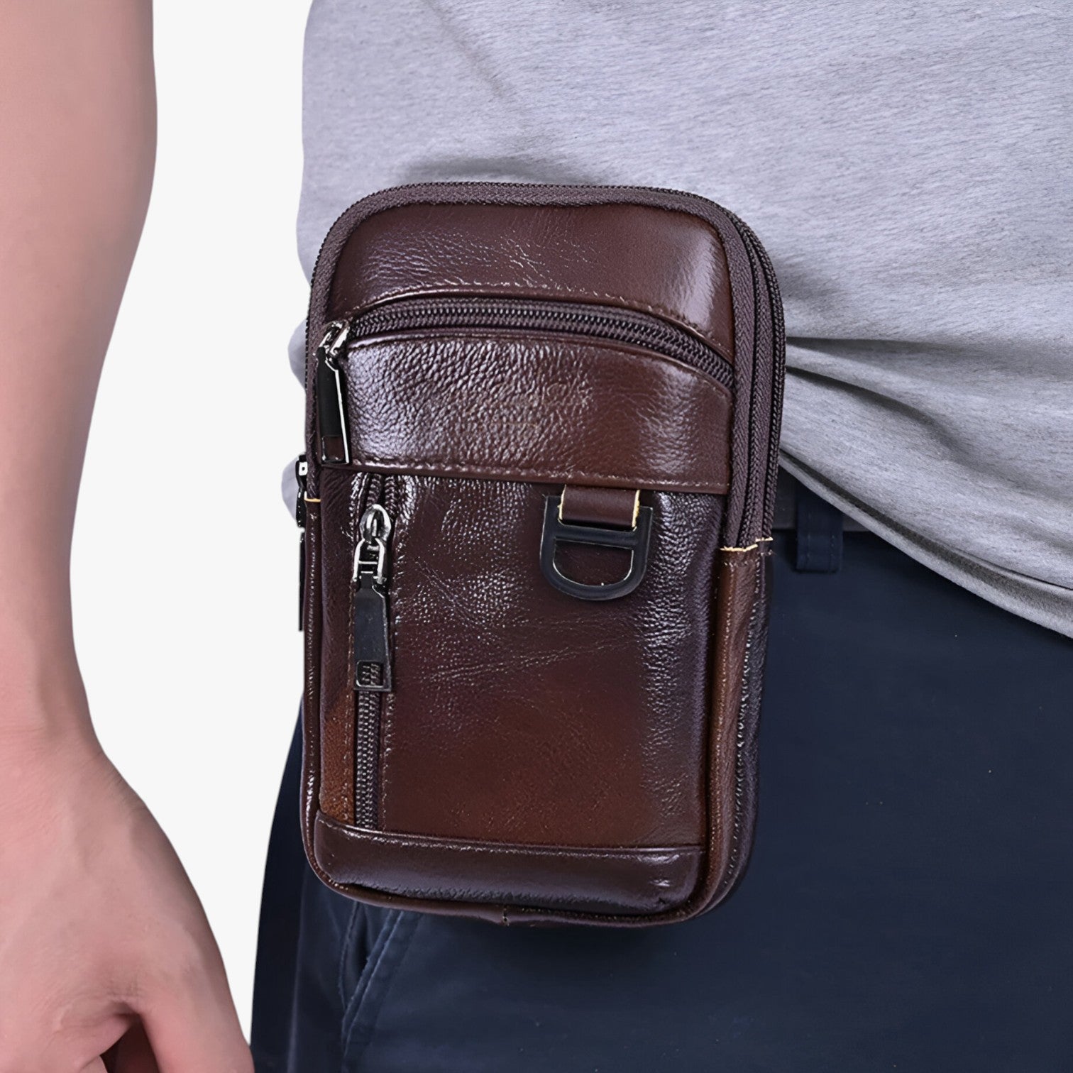 Borsa A Tracolla Marrone Verticale Uomo — Merano, immagine 2