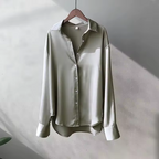 Blusa Satinata Da Donna Con Colletto E Maniche Lunghe, immagine 6