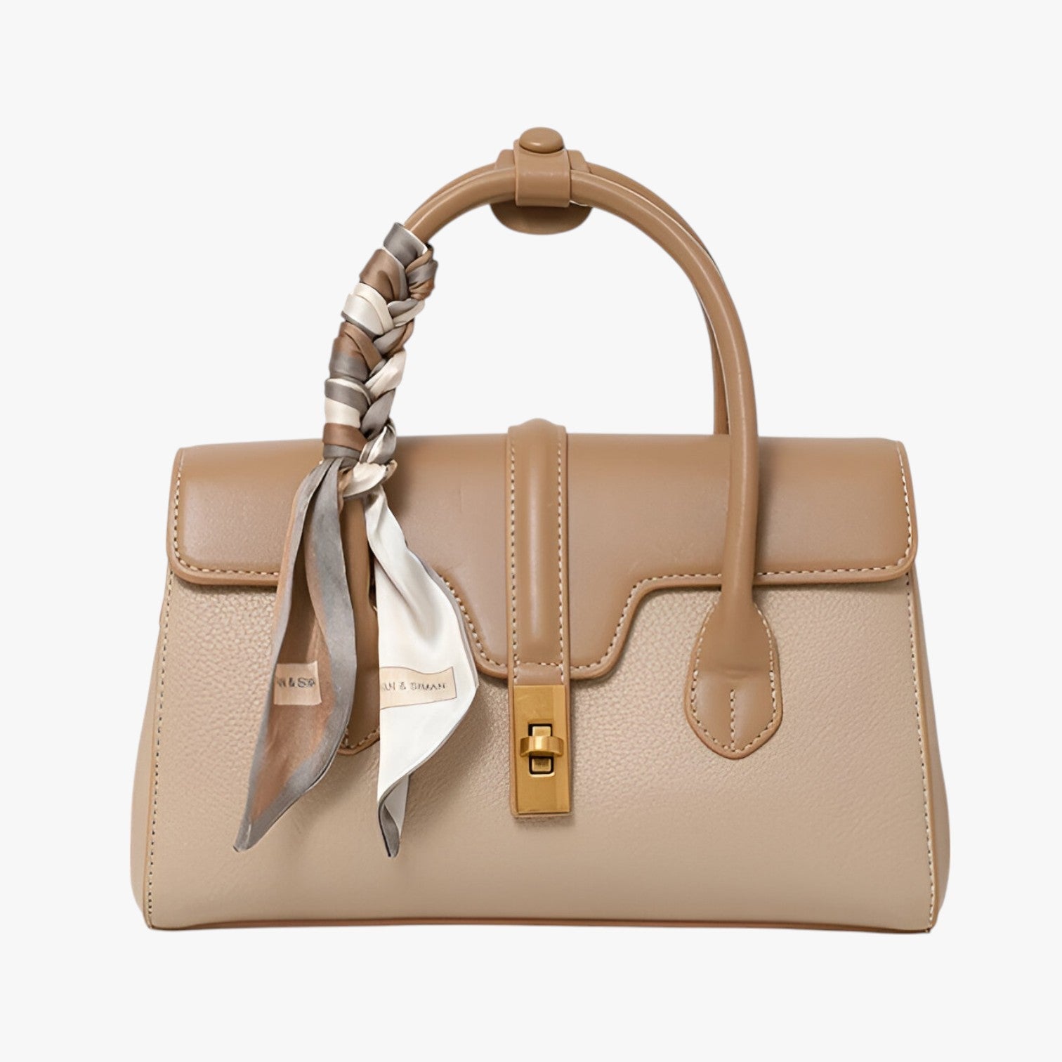 Borsa A Mano Beige Con Foulard Donna — Vittoria, immagine 1