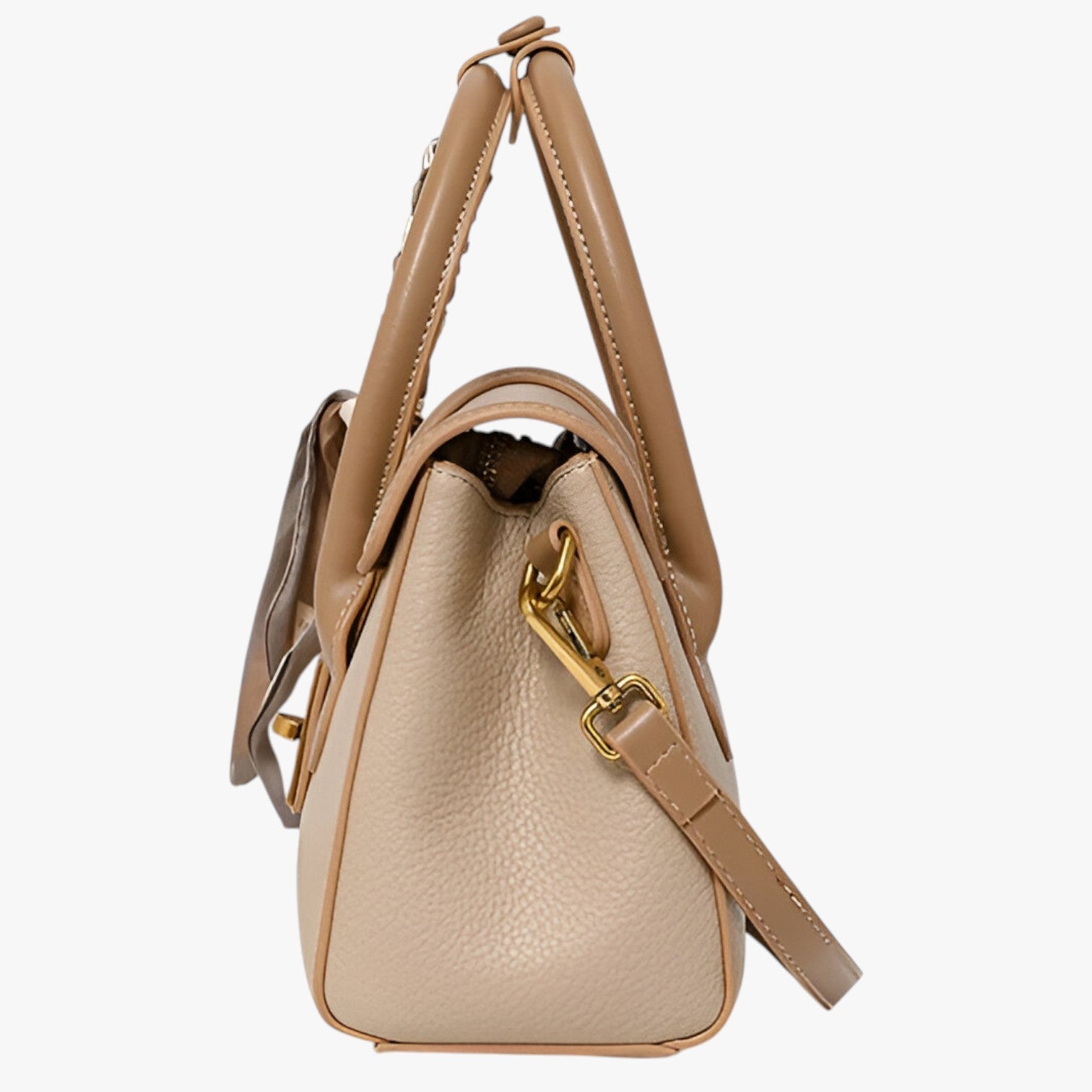 Borsa A Mano Beige Con Foulard Donna — Vittoria, immagine 2