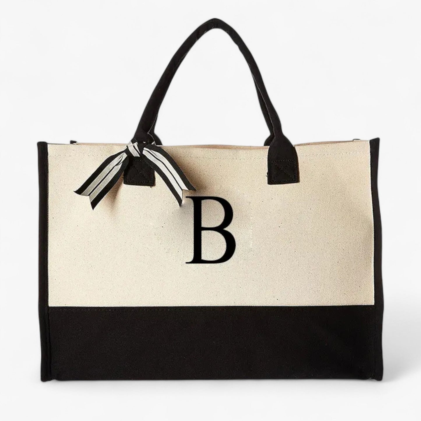 Borsa Tote Personalizzabile Beige E Nera Donna — Iniziale, immagine 11