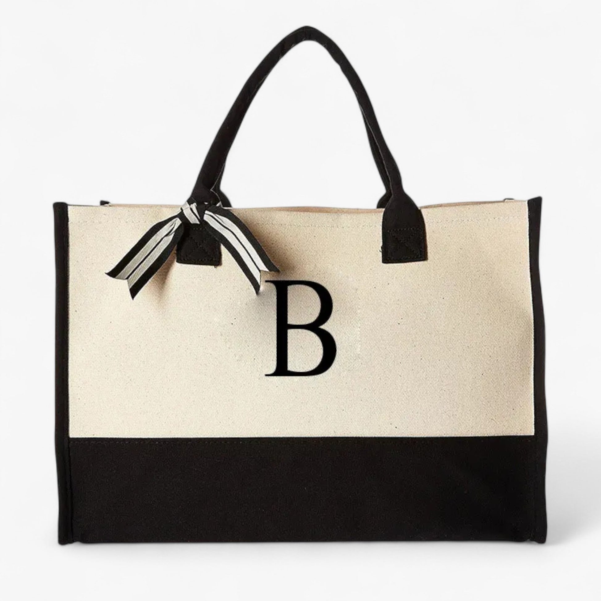 Borsa Tote Personalizzabile Beige E Nera Donna — Iniziale, immagine 11