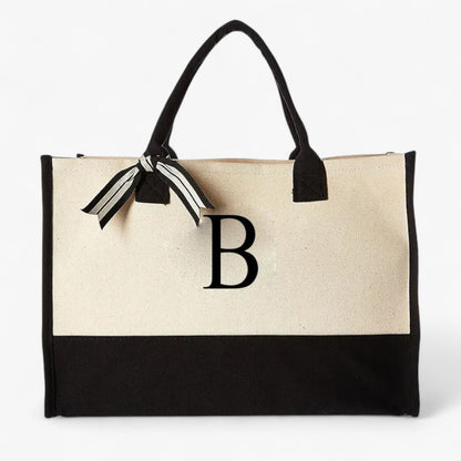 Borsa Tote Personalizzabile Beige E Nera Donna — Iniziale, immagine 11