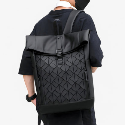Zaino Nero Roll Top Porta Laptop Uomo — Lavoro, immagine 2