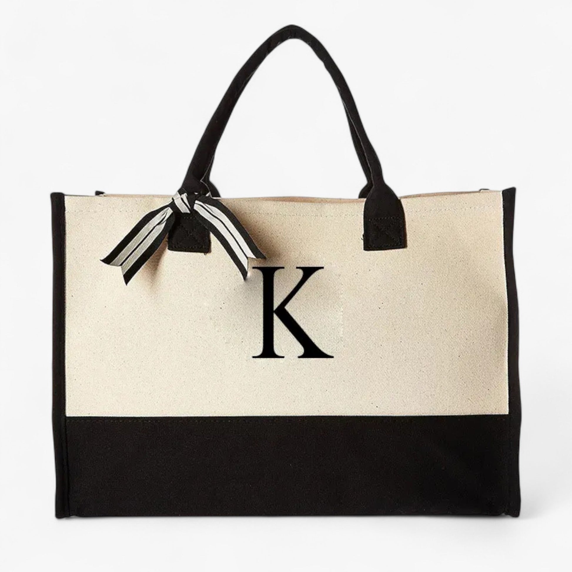 Borsa Tote Personalizzabile Beige E Nera Donna — Iniziale, immagine 17
